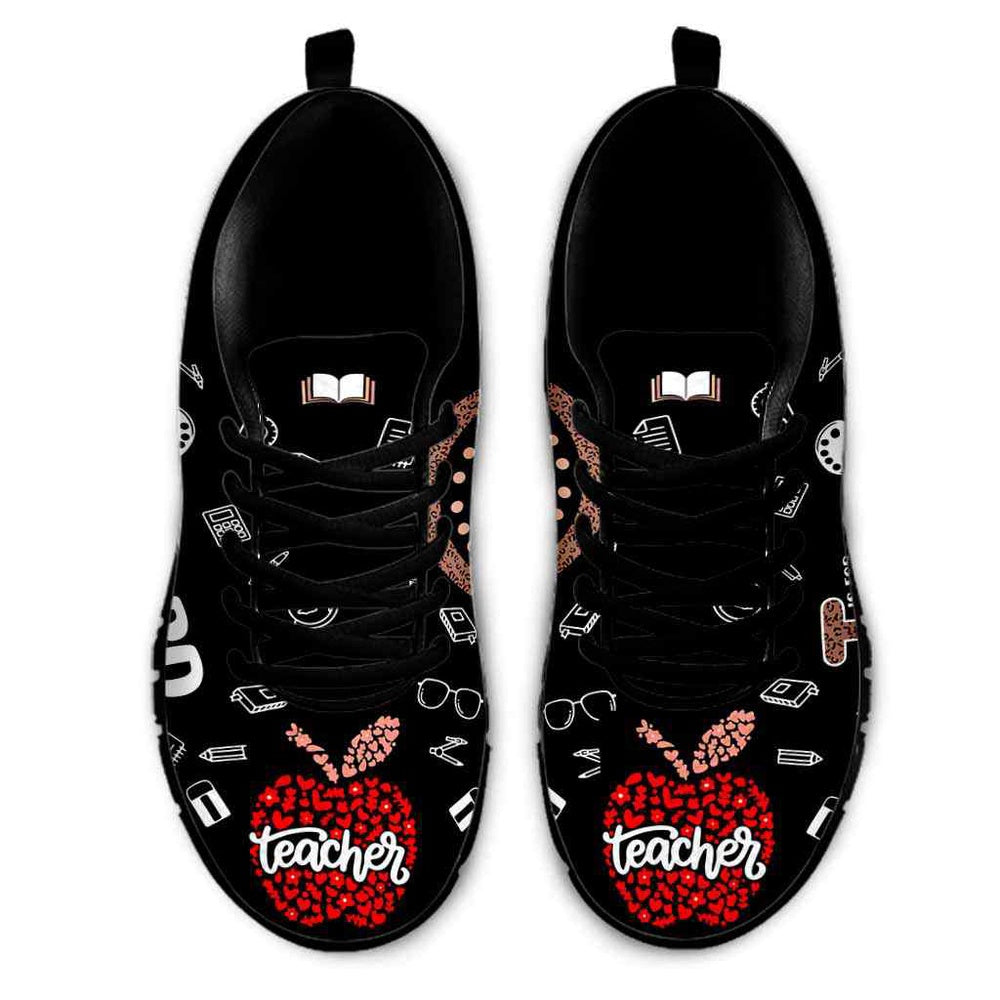 Teacher Sneaker, Teacher Leopard Rainbow Apple Sneakers Shoes, Fun Teacher Shoes