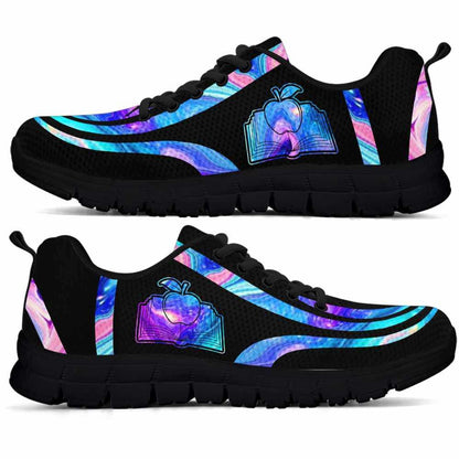 Teacher Sneaker, Teacher Sneakers Gym Running Shoes, Blue Neon Line Shoes, Fun Teacher Shoes