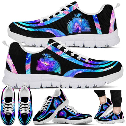 Teacher Sneaker, Teacher Sneakers Gym Running Shoes, Blue Neon Line Shoes, Fun Teacher Shoes