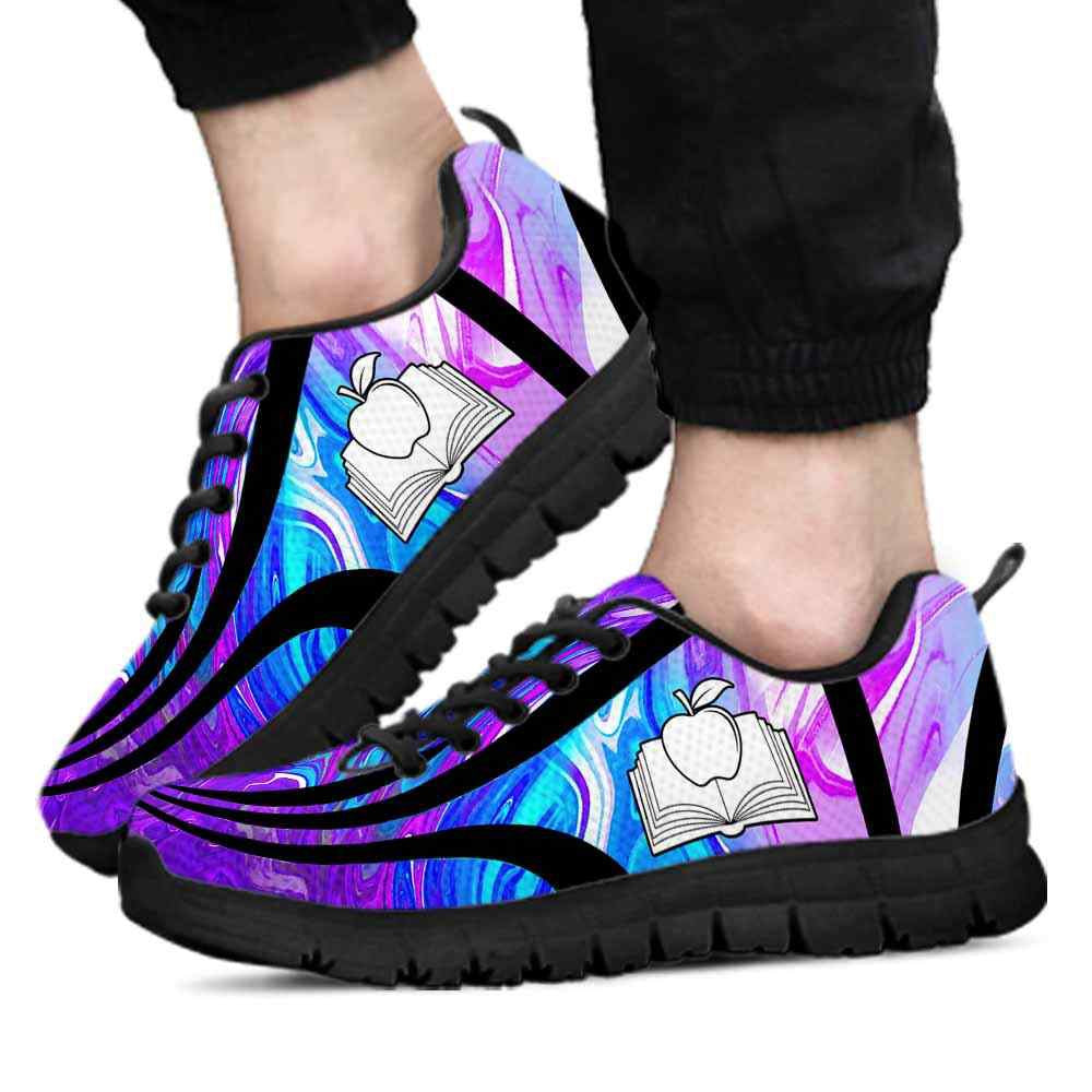 Teacher Sneaker, Teacher Sneakers Gym Running Shoes, Blue Purple Wave Shoes, Fun Teacher Shoes