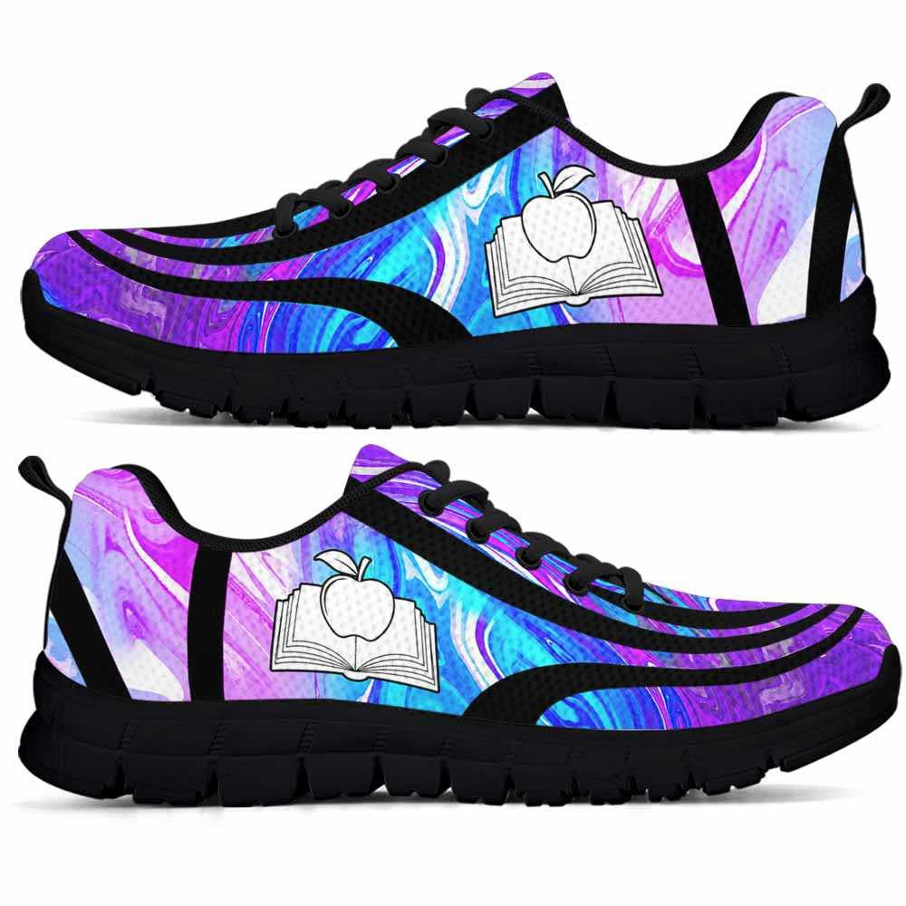 Teacher Sneaker, Teacher Sneakers Gym Running Shoes, Blue Purple Wave Shoes, Fun Teacher Shoes
