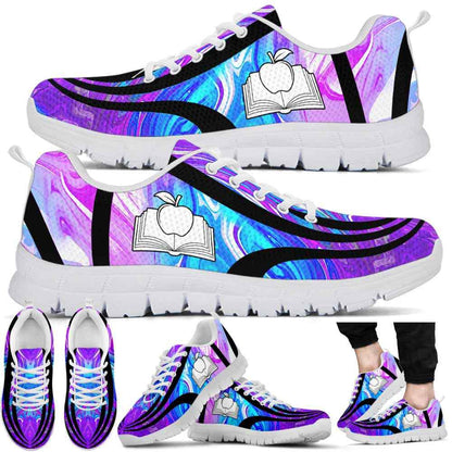 Teacher Sneaker, Teacher Sneakers Gym Running Shoes, Blue Purple Wave Shoes, Fun Teacher Shoes