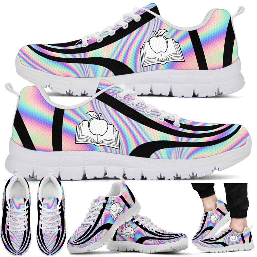 Teacher Sneaker, Teacher Sneakers Gym Running Shoes, Rainbow Color Gradient Shoes, Fun Teacher Shoes