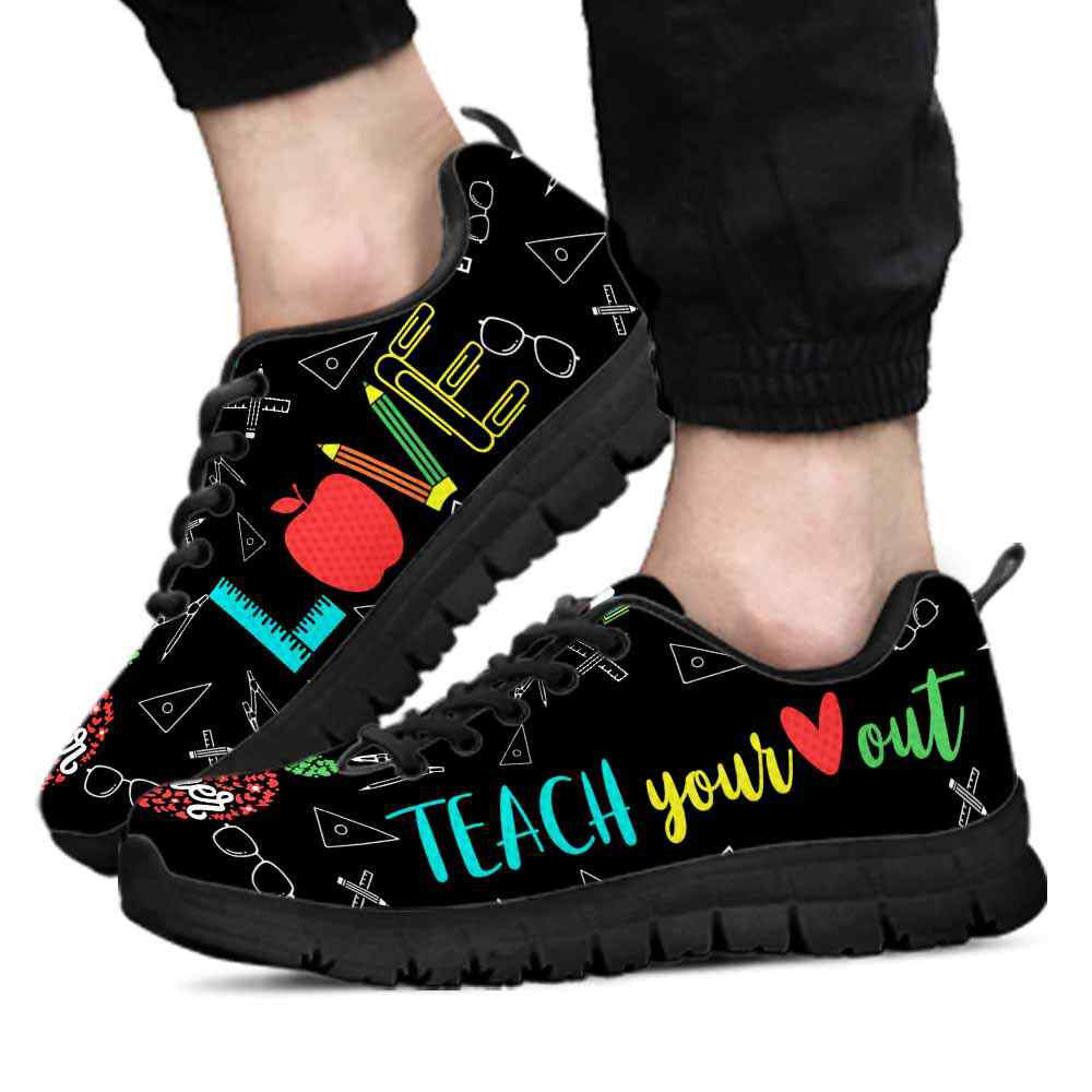 Teacher Sneaker, Teacher Tools Pattern Love Sneakers Shoes, Fun Teacher Shoes