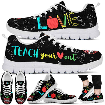 Teacher Sneaker, Teacher Tools Pattern Love Sneakers Shoes, Fun Teacher Shoes