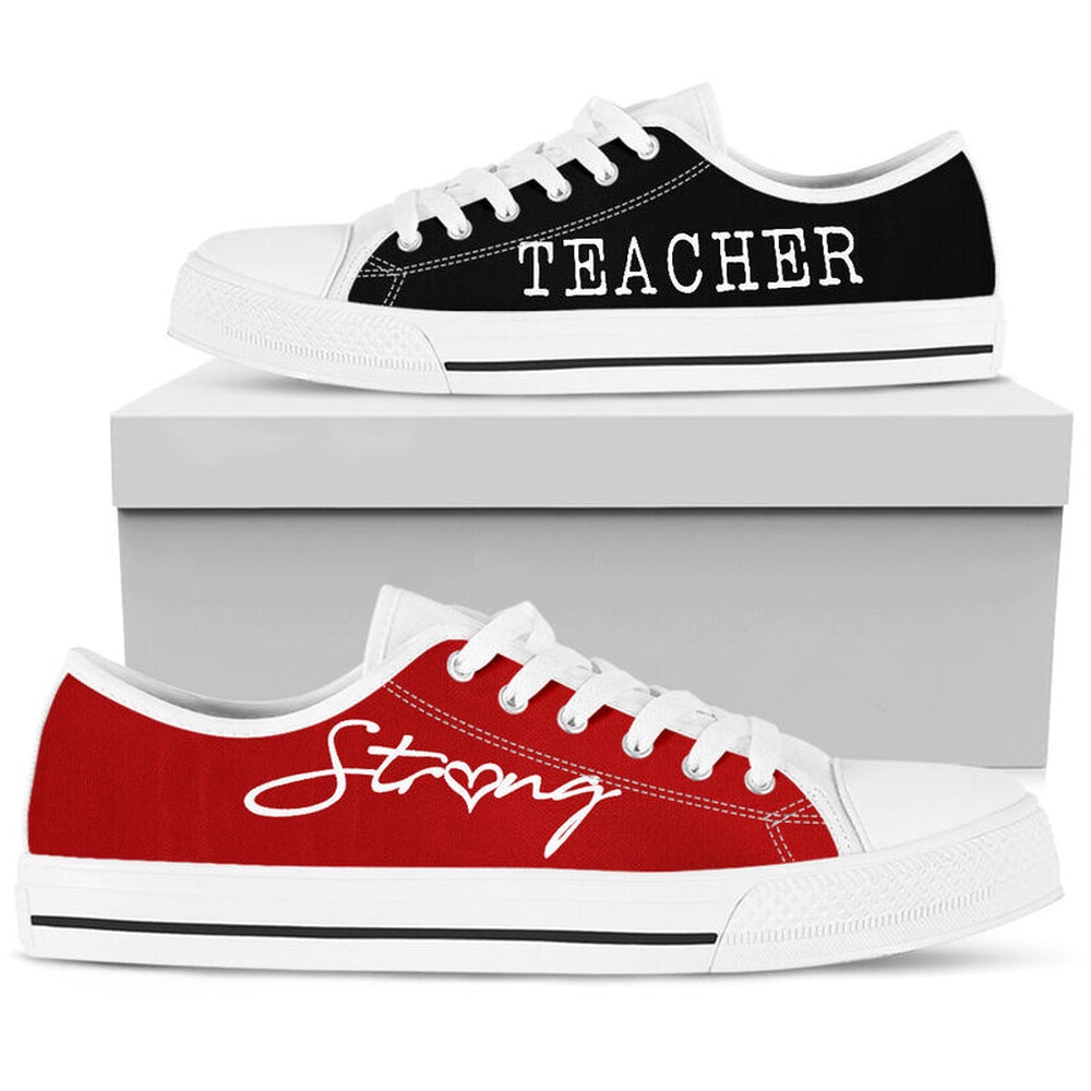 Teacher Strong Black Rec Shoes, Teacher Shoes, Low Top Sneakers