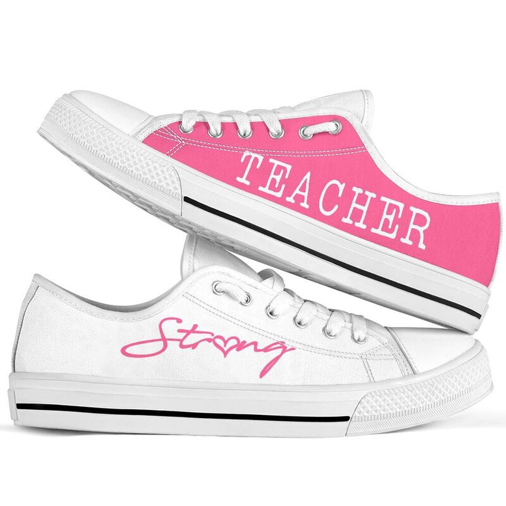 Teacher Strong Pink White Shoes, Teacher Shoes, Low Top Sneakers