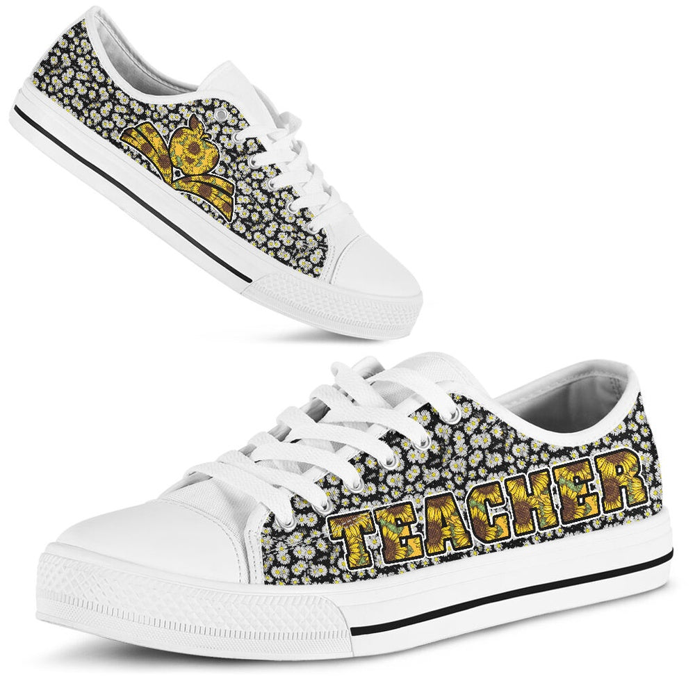 Teacher Sunflower Daisy Low Top Shoes, Teacher Shoes, Low Top Sneakers
