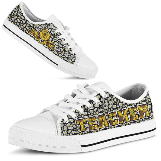Teacher Sunflower Daisy Low Top Shoes, Teacher Shoes, Low Top Sneakers