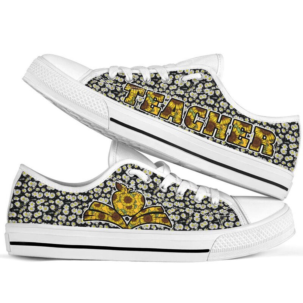 Teacher Sunflower Daisy Low Top Shoes, Teacher Shoes, Low Top Sneakers