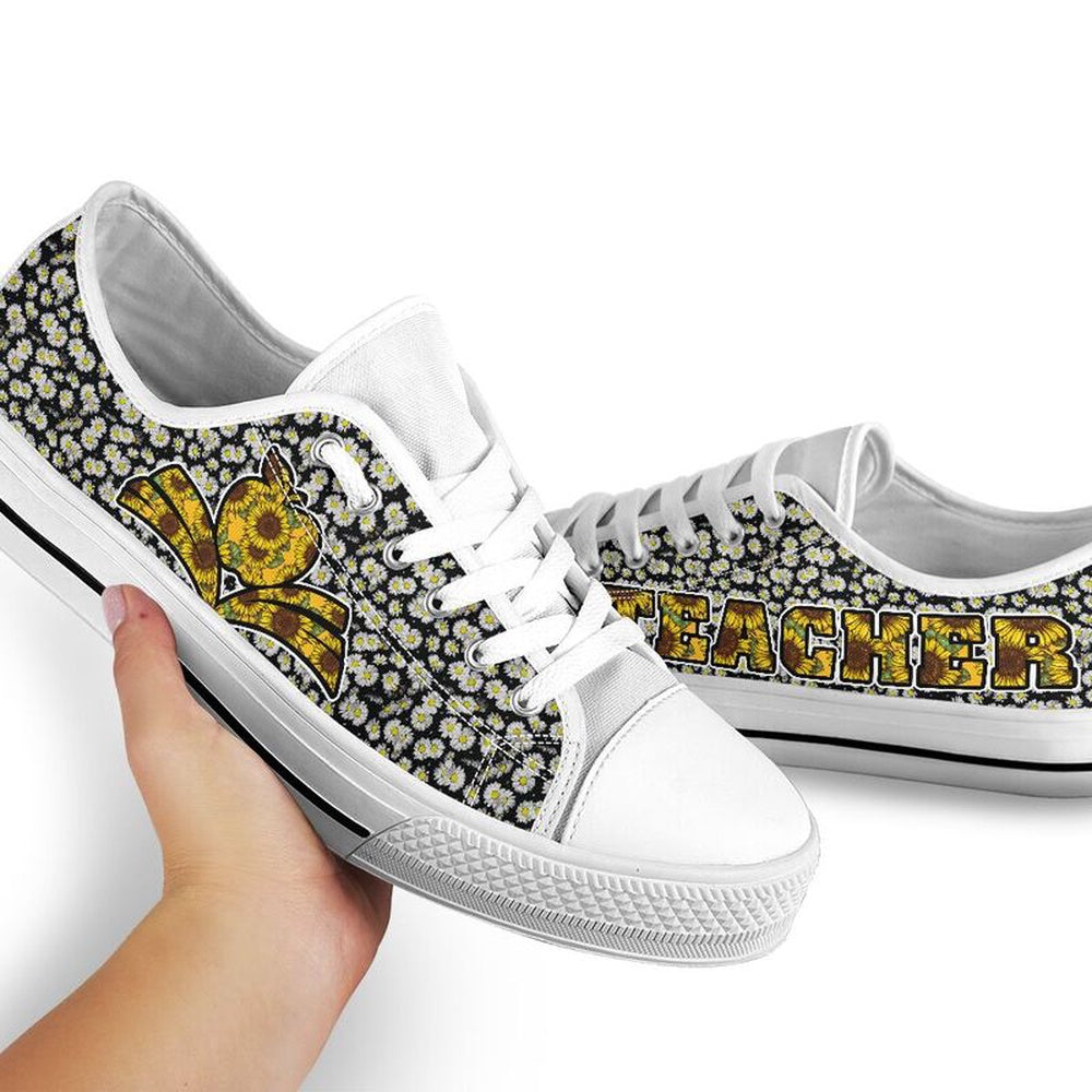 Teacher Sunflower Daisy Low Top Shoes, Teacher Shoes, Low Top Sneakers