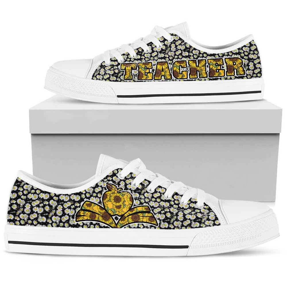 Teacher Sunflower Daisy Low Top Shoes, Teacher Shoes, Low Top Sneakers