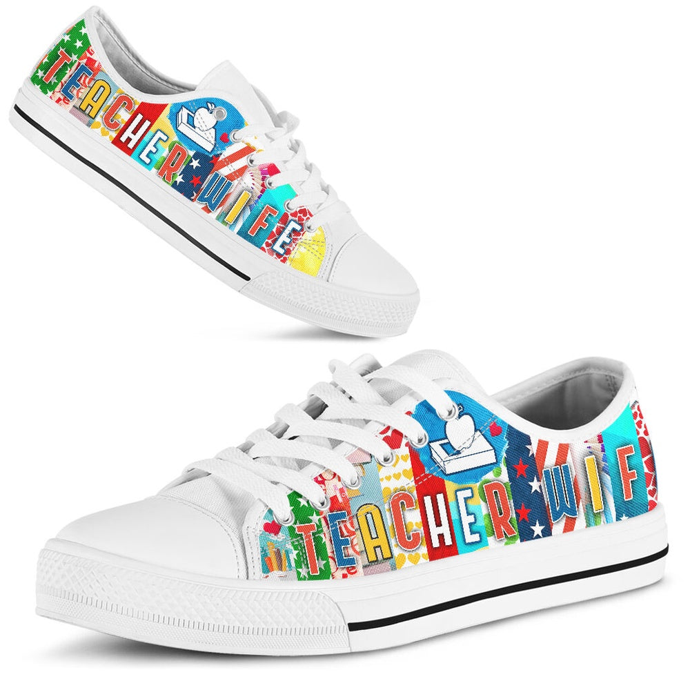 Teacher Wife Shoes License Plate Shoes for Mens, Teacher Shoes, Low Top Sneakers