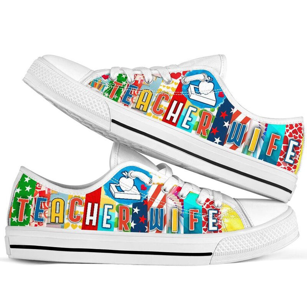 Teacher Wife Shoes License Plate Shoes for Mens, Teacher Shoes, Low Top Sneakers