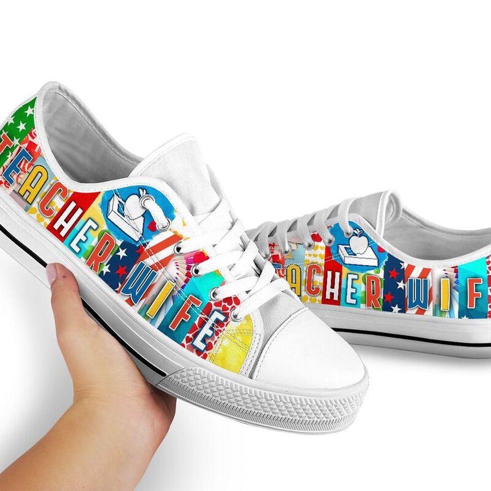 Teacher Wife Shoes License Plate Shoes for Mens, Teacher Shoes, Low Top Sneakers