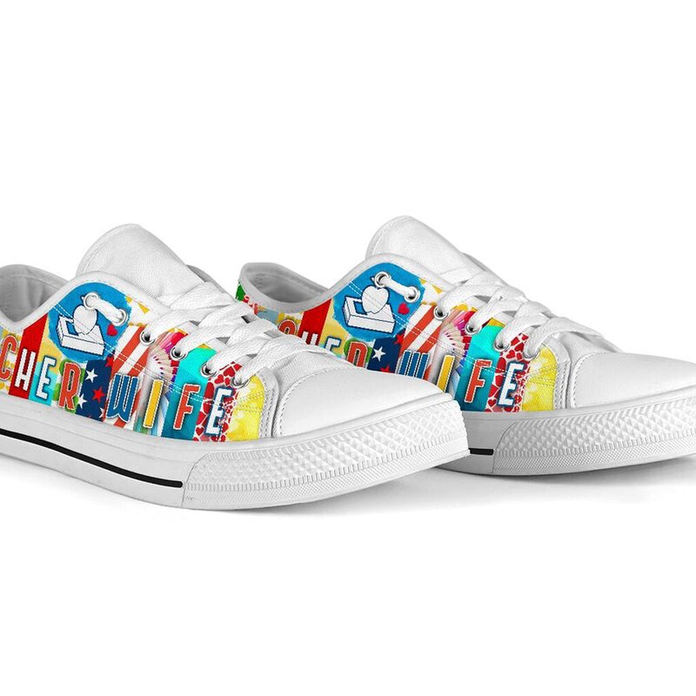 Teacher Wife Shoes License Plate Shoes for Mens, Teacher Shoes, Low Top Sneakers