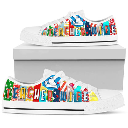 Teacher Wife Shoes License Plate Shoes for Mens, Teacher Shoes, Low Top Sneakers