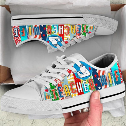 Teacher Wife Shoes License Plate Shoes for Mens, Teacher Shoes, Low Top Sneakers
