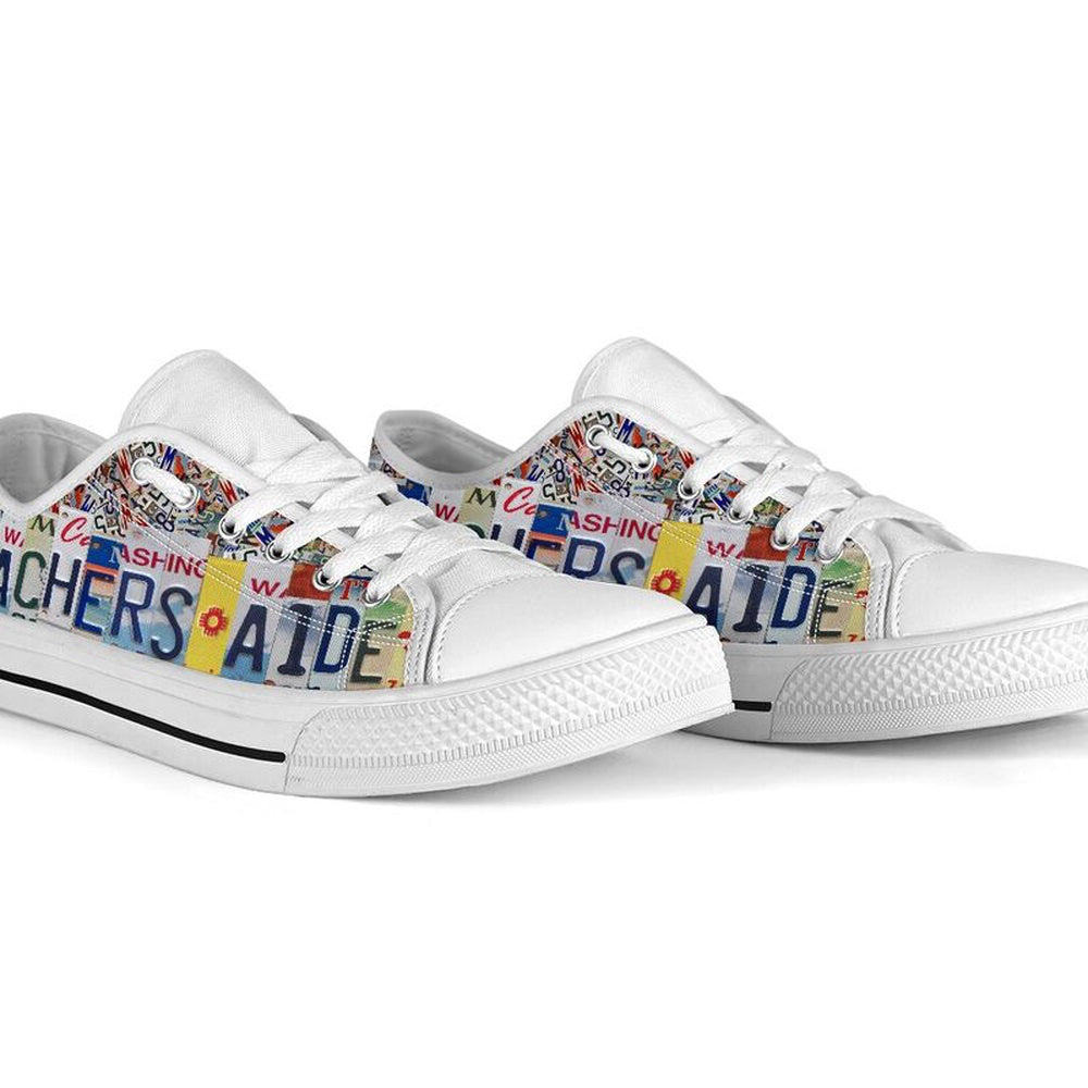 Teachers Aide Inspire License Plates Low Top Shoes, Teacher Shoes, Low Top Sneakers