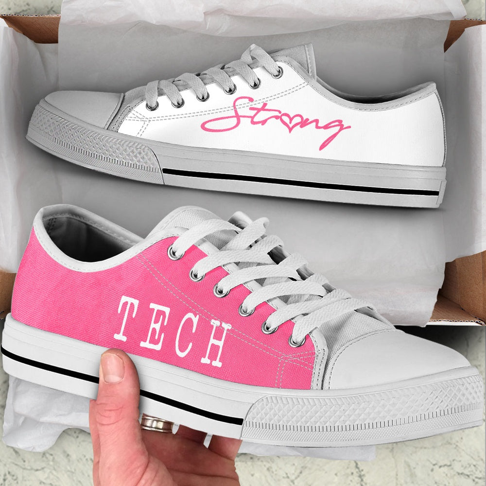 Tech Strong Pink White Low Top Shoes , Low Top Sneaker, Low Top Canvas Shoes