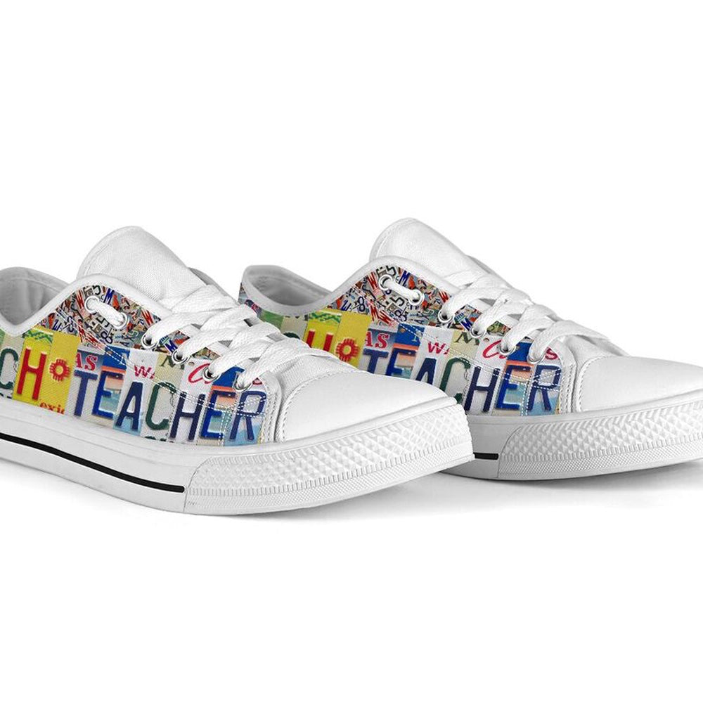 Tech Teacher License Plates Low Top Shoes, Teacher Shoes, Low Top Sneakers