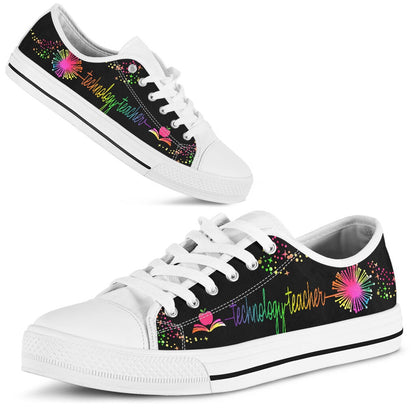 Technology Teacher Dandelion Art Color Shoes, Teacher Shoes, Low Top Sneakers