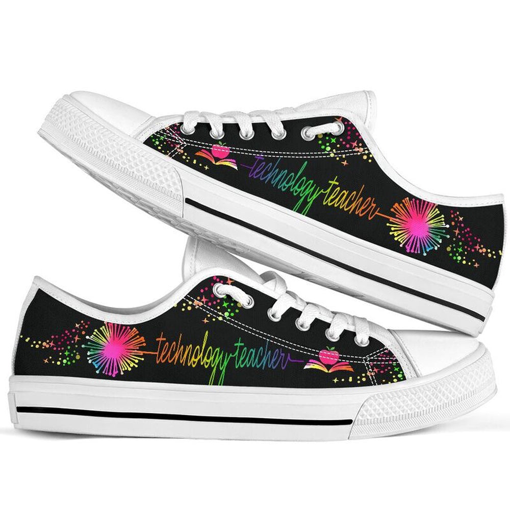 Technology Teacher Dandelion Art Color Shoes, Teacher Shoes, Low Top Sneakers
