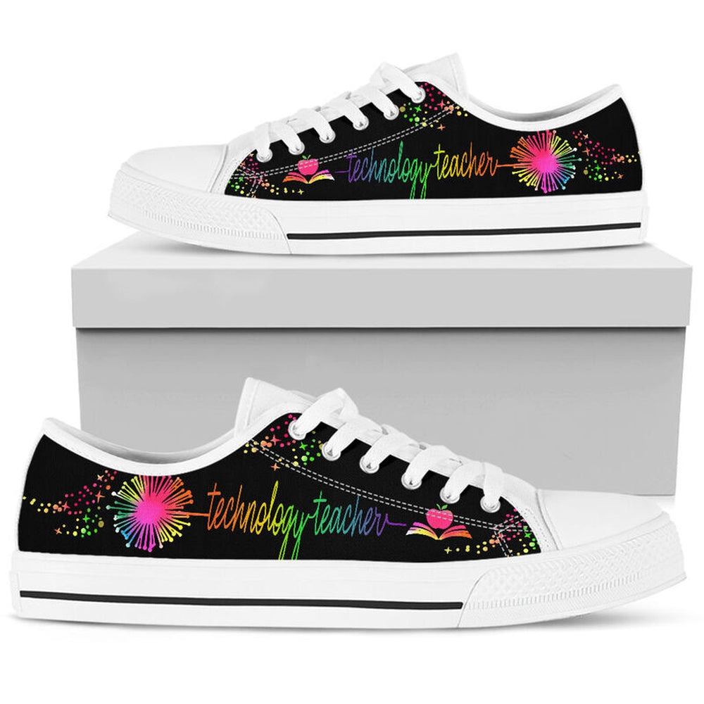 Technology Teacher Dandelion Art Color Shoes, Teacher Shoes, Low Top Sneakers