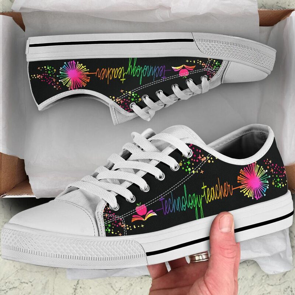Technology Teacher Dandelion Art Color Shoes, Teacher Shoes, Low Top Sneakers