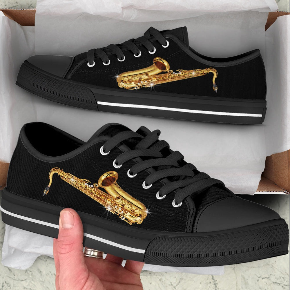 Tenor Saxophone Low Top Music Shoes, Canvas Shoes Design, Low Top Sneaker