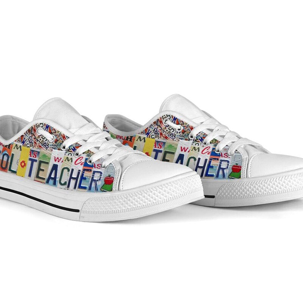 Tesol Teacher Inspire License Plates Low Top Shoes, Teacher Shoes, Low Top Sneakers