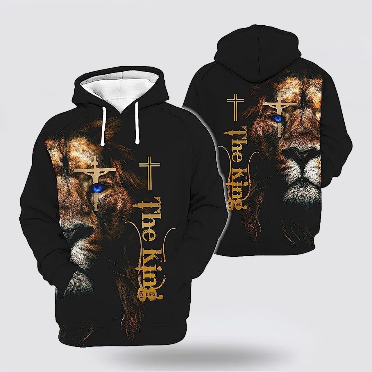 The King Lion Cross 3d Hoodies For Women Men - Christian Apparel Hoodies