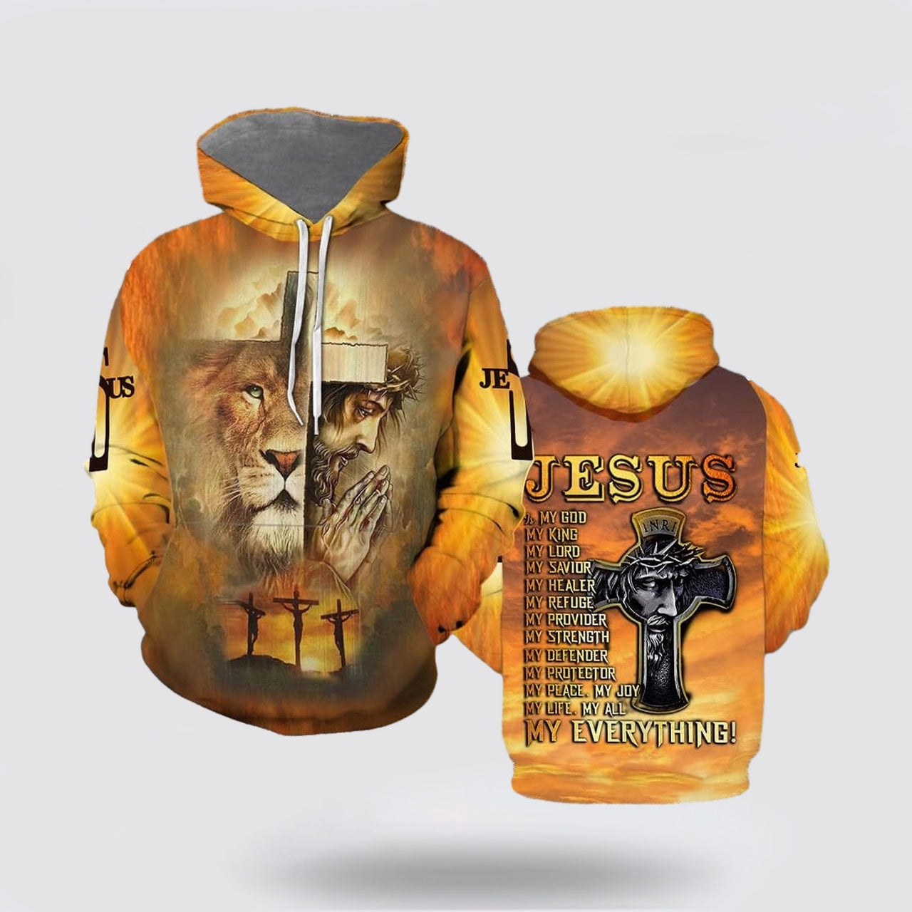 The Lion Jesus Christ Pray Jesus Is My God My King 3d Hoodies For Women Men - Christian Apparel Hoodies