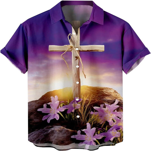 The Cross Lily On The Tomb Christian Hawaiian Shirt - Hawaiian Beach Shirts for Men Women