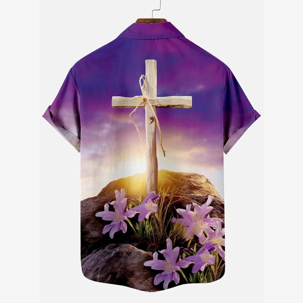 The Cross Lily On The Tomb Christian Hawaiian Shirt - Hawaiian Beach Shirts for Men Women