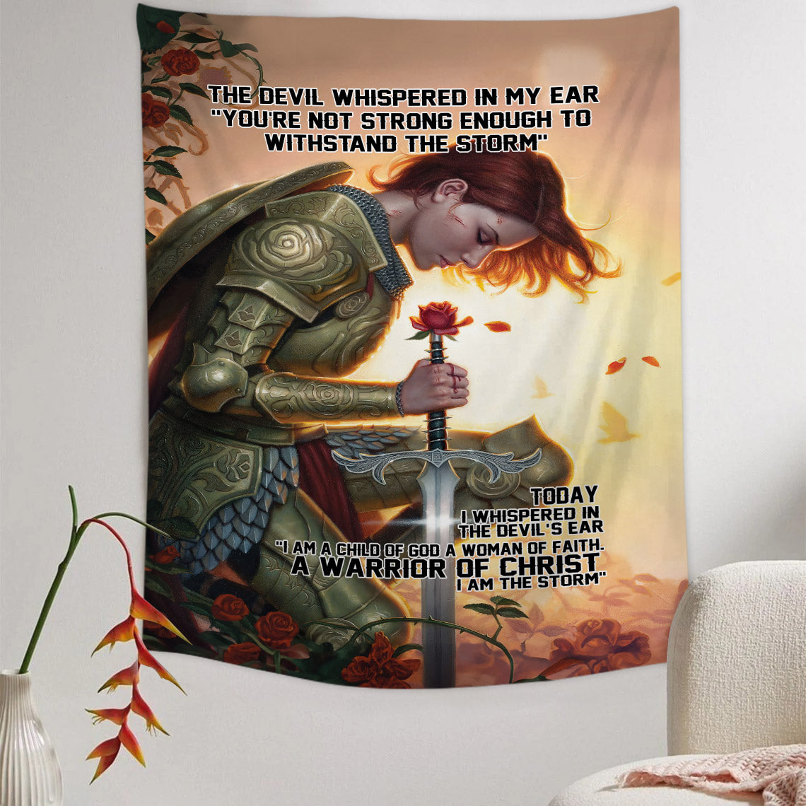 The Devil Whispered In My Ear I Am A Storm A Warrior Of Christ Tapestries - Christian Wall Tapestry Decor