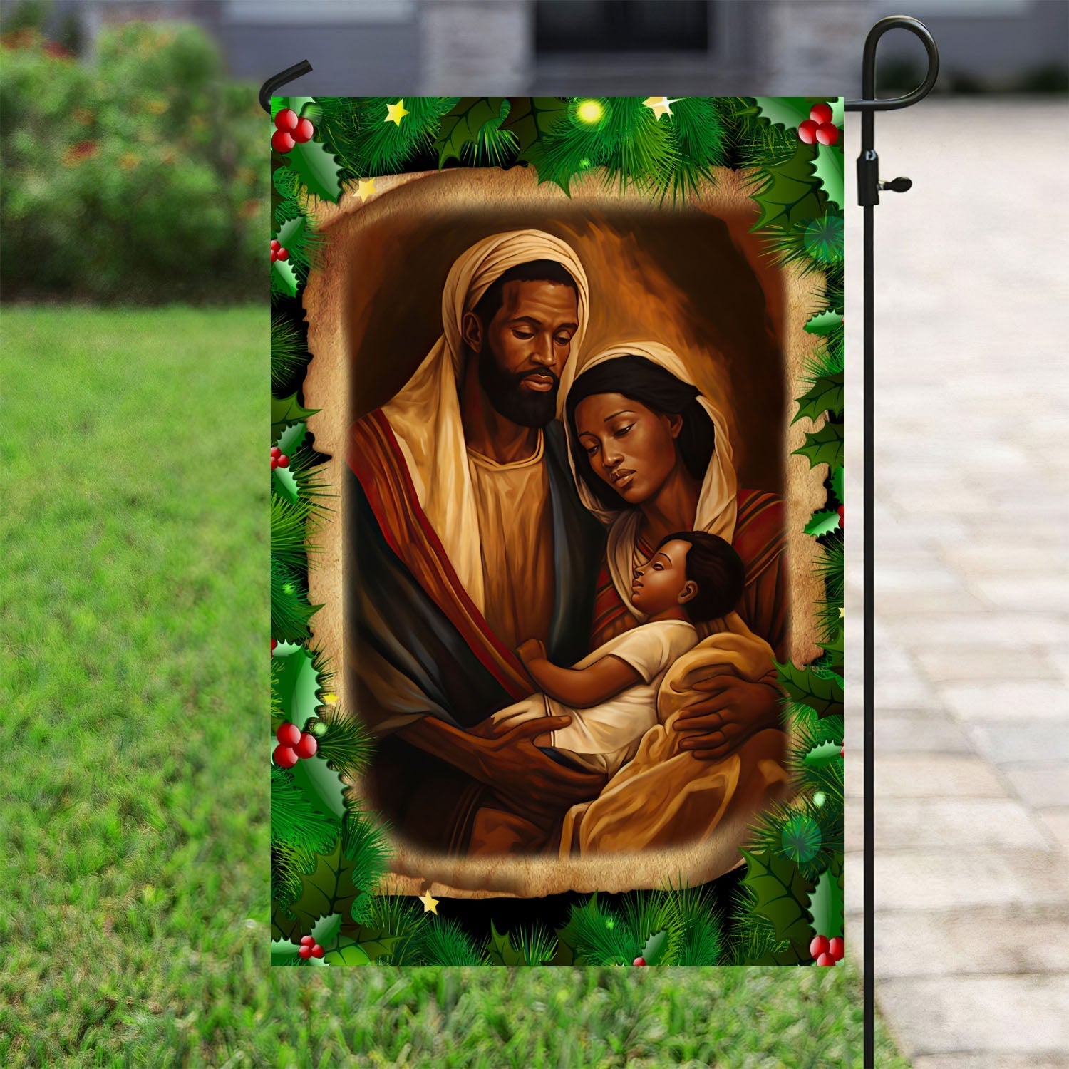 The Holy Family's Christmas Blessing Christian House Flag - Nativity Christians Flag Gift