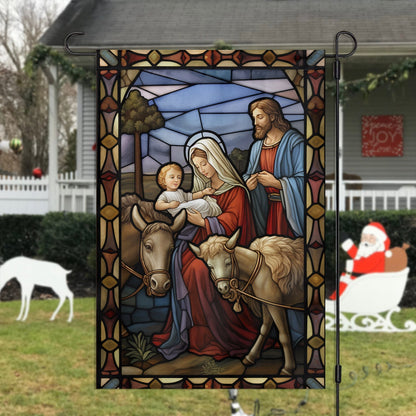 The Holy Family's Tender Moment Christmas Garden Flag - Christian House Flag