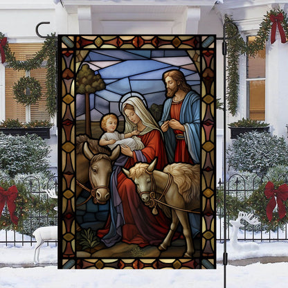 The Holy Family's Tender Moment Christmas Garden Flag - Christian House Flag