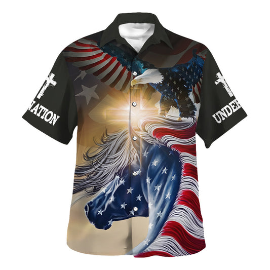 The Horse Cross One Nation Under God Hawaiian Shirt For Men And Women - Christian Summer Shirt