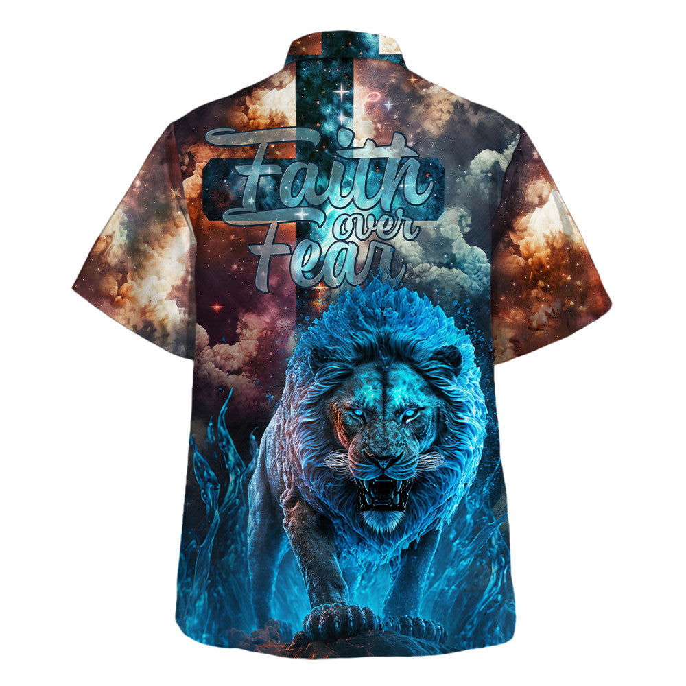 The Lion Cool Faith Over Fear Hawaiian Shirt For Men And Women - Christian Summer Shirt