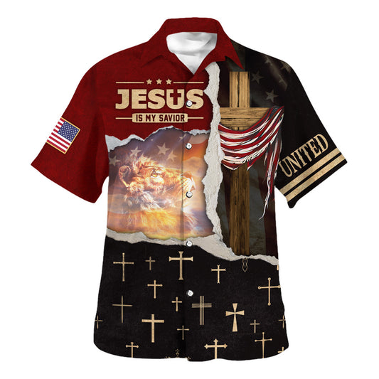The Lion Cross Jesus Is My Savior Hawaiian Shirt For Men And Women - Christian Summer Shirt