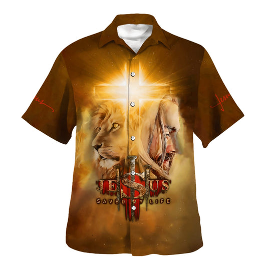 The Lion Jesus Save My Life Hawaiian Shirt For Men And Women - Christian Summer Shirt