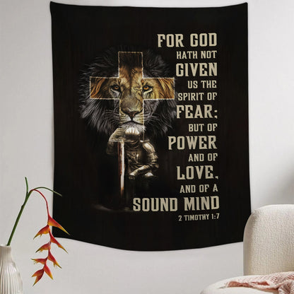 The Lion Of Judah Warrior Cross Tapestry - Christian Tapestry - Bible Verse Tapestry