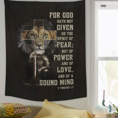 The Lion Of Judah Warrior Cross Tapestry - Christian Tapestry - Bible Verse Tapestry