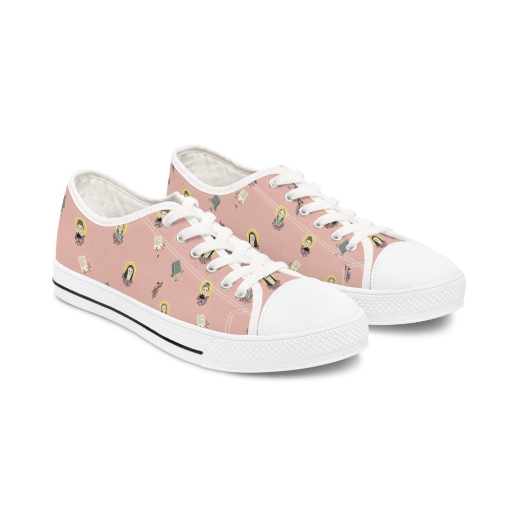 The Little Flower, St. Therese Inspired Women'S Sneakers For Catholic Women, Cat Canvas Shoes