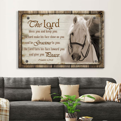 The Lord Bless You And Keep You, Horse, Farmhouse, Christian Wall Art Canvas