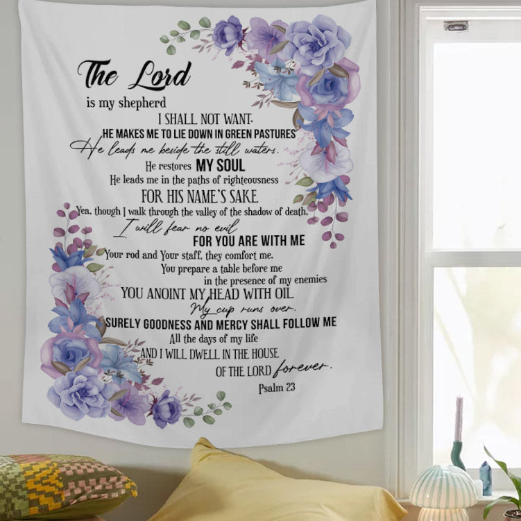 The Lord Is My Shepherd Psalm 23 Religious Tapestries - Christian Wall Tapestry Decor