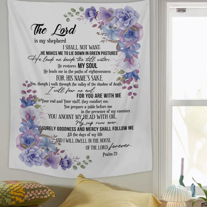 The Lord Is My Shepherd Psalm 23 Religious Tapestries - Christian Wall Tapestry Decor