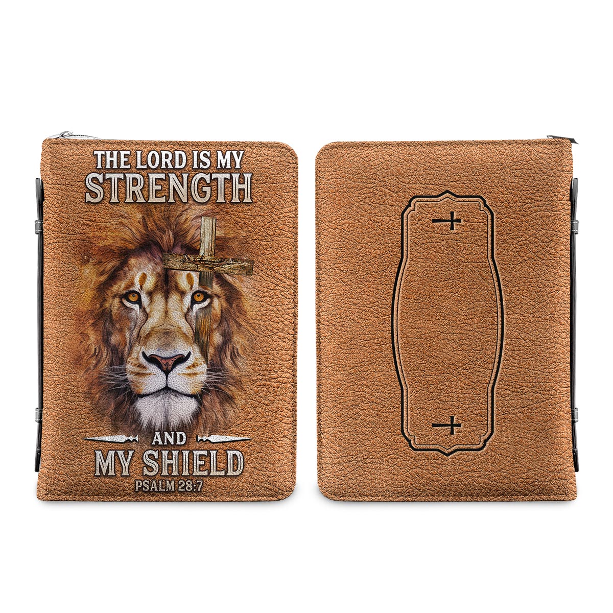 The Lord Is My Strength And My Shield Psalm 28 7 Lion Personalized Bible Cover - Christian Bible Covers For Women